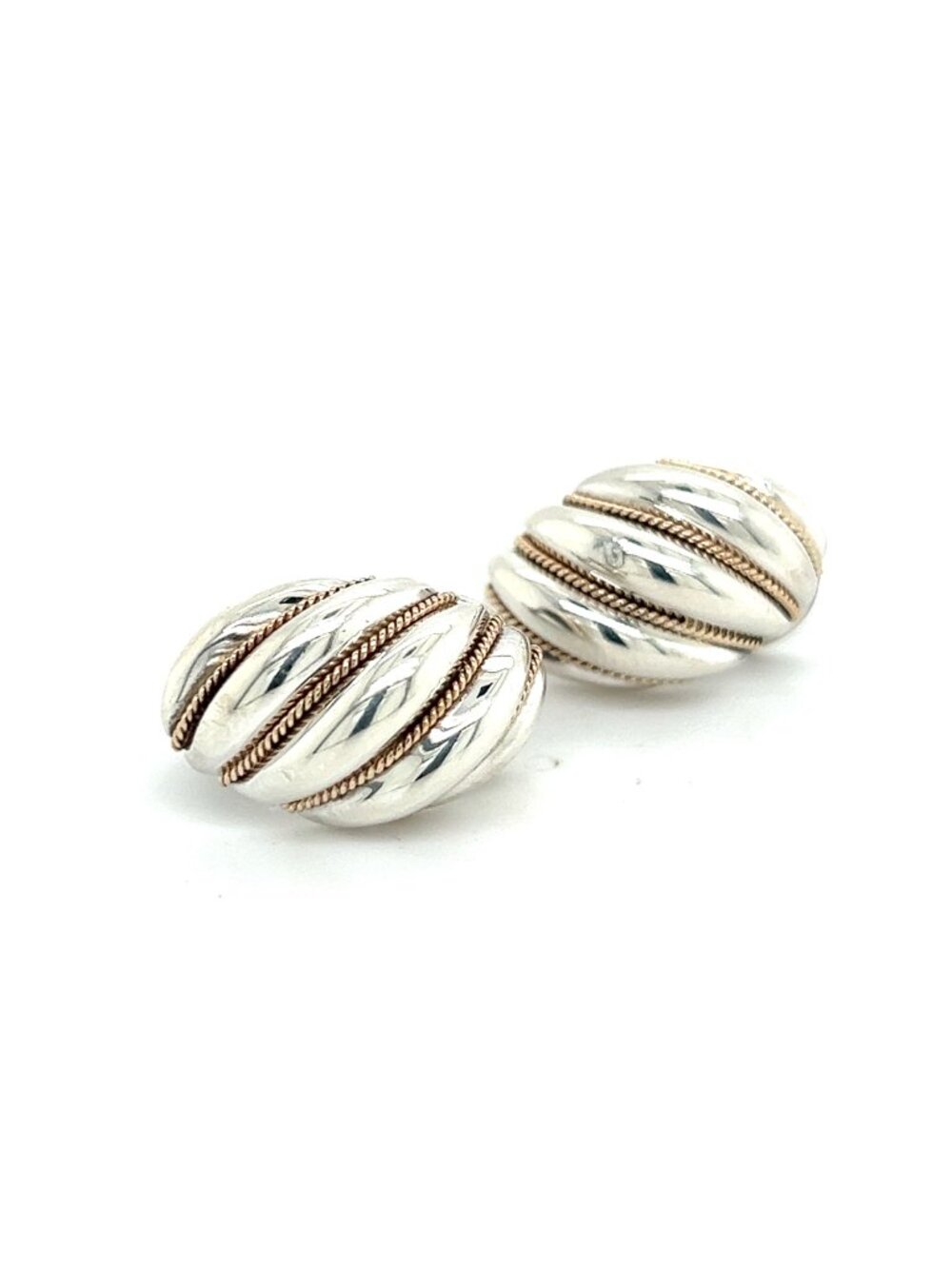 Tiffany & Co Estate Shrimp Earrings 18k Gold + Sterling Silver TIF996